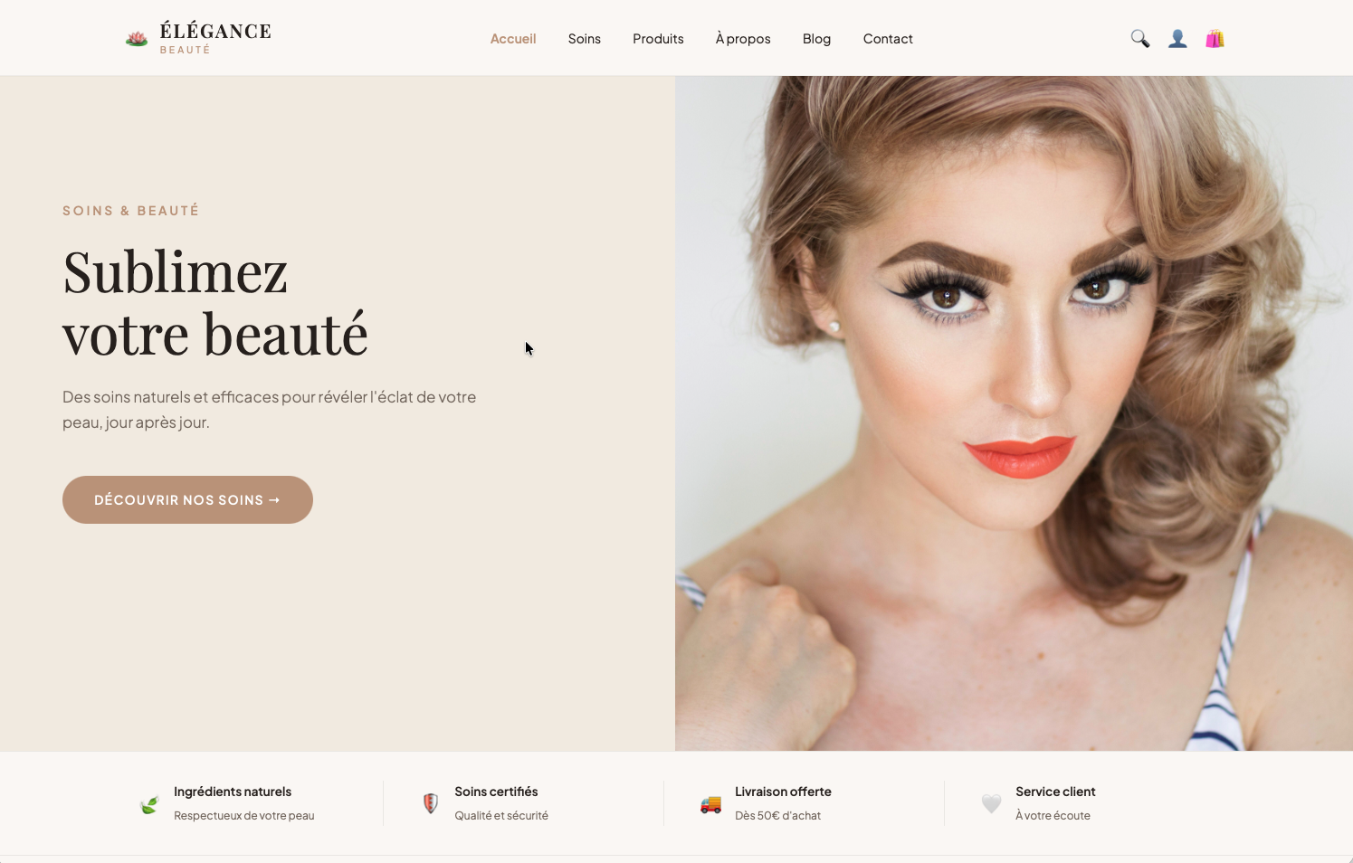 Modèle de site Élégance Beauté - Création Design