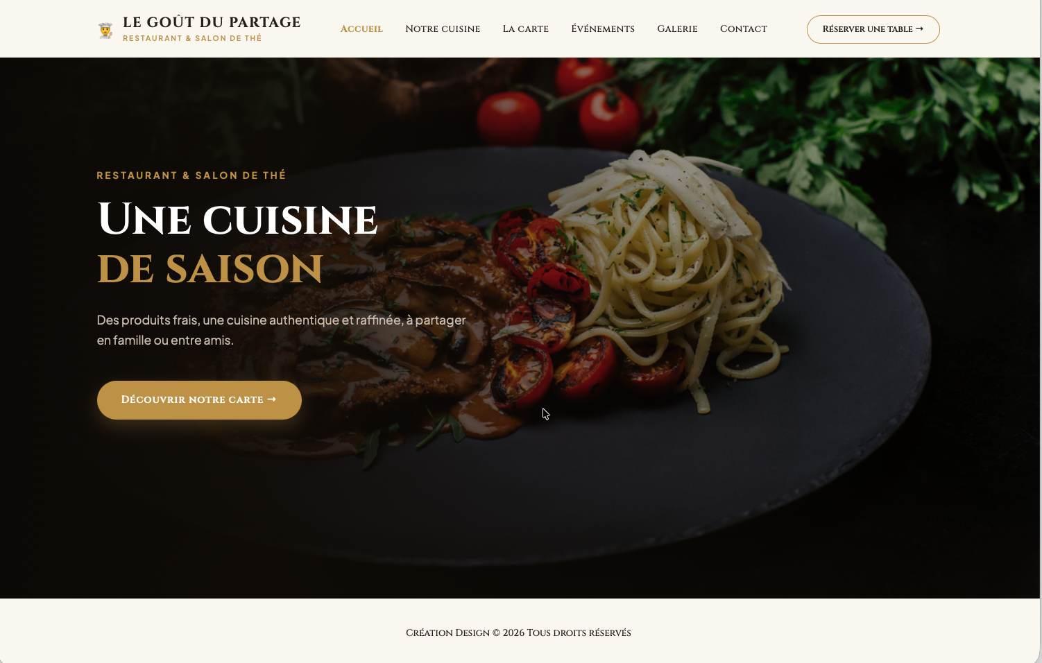 Modèle de site Le Goût du Partage - Création Design